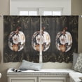 thumbnail image 4 of Sheer Curtains 54 inches Long, Fall Thanksgiving Pumpkin with Floral Golden Botanical Leaves Black Light Filtering Sheer Window Curtains Rod Pocket Voile Drapes for Living Room, 52"Wx54"L 2 Panels, 4 of 7