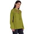thumbnail image 3 of Moomaya Tunique Col Mandarin pour Femmes Manches Longues Été Coton Uni, 3 of 7