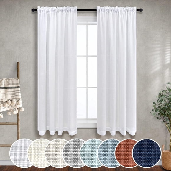 yubcxhop Mustard Yellow Curtains 54 Inch Length for Bedroom Kids 2 Panels Set Rod Pocket Bright Warm Autumn Decor Light Filtering Semi Sheer Linen Golden Yellow Gold Curtain for Living Ro