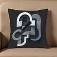 thumbnail image 5 of Set of 2 Decorative Throw Pillow Covers 18x18in - Modern Abstract Geometric Design in Gray on Black for Couch Bed Car, 5 of 8