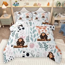 Homewish Cartoon Gorilla 2pcs Bedding Comforter Set for Preppy Children Kids,Dreamy Princess Twin Comforter Sets,Kawaii Animal Breathable Bedding Set,Luxury Bedroom Decor,Reversible