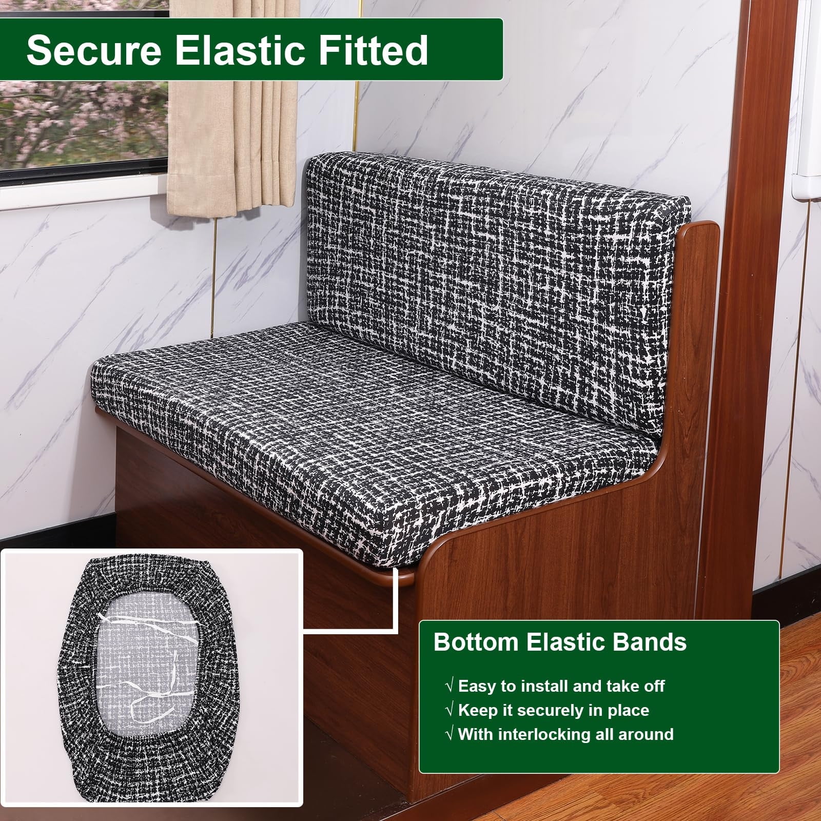 RV Dinette Kussenhoezen, Camper Kussen Slipcovers Camper Bench Cover RV Kussenhoezen Dinette Booth Stoelen 1/2 Sets(Color:#23,Size:2 Bench Cover 2 Backrest Cover