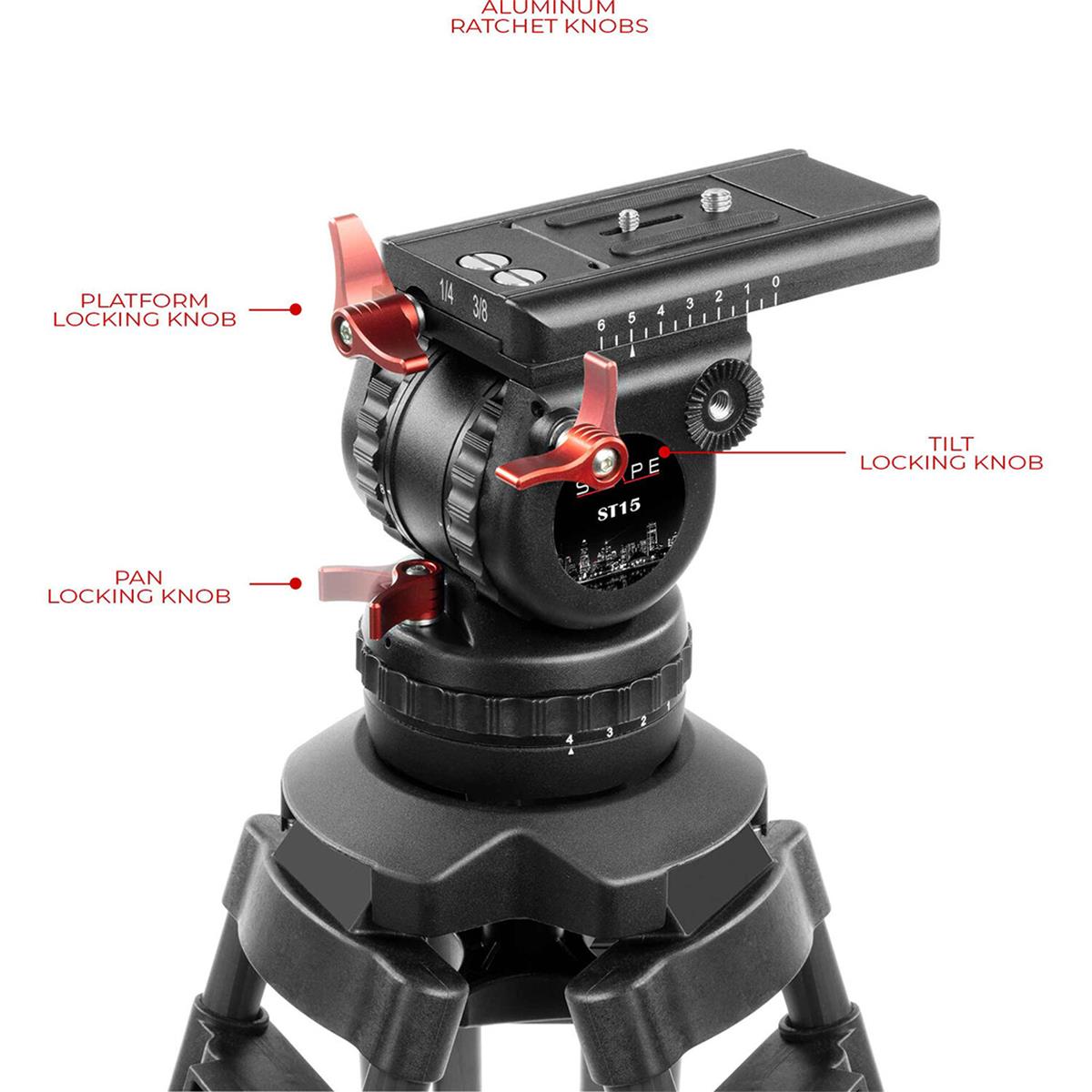 Shape Pro Video 3-Section Carbon Fiber Tripod with Fluid Head, 33 lbs