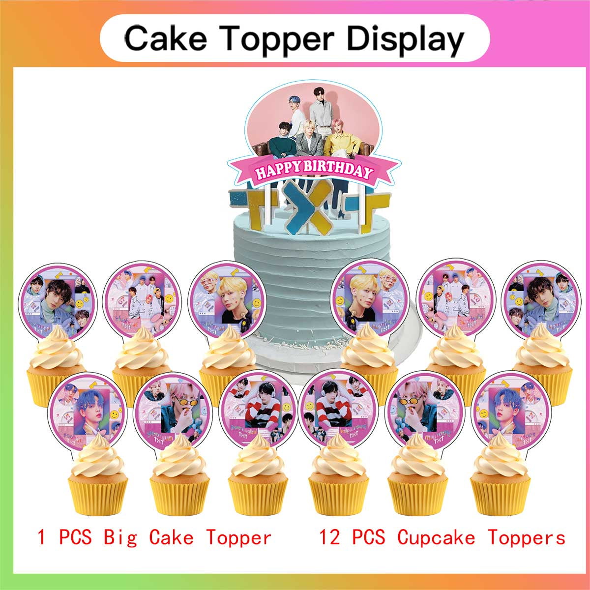Kpop TXT Cake Topper CupcakeS Set Birthday Party Supplies Decoration Decor Kit
