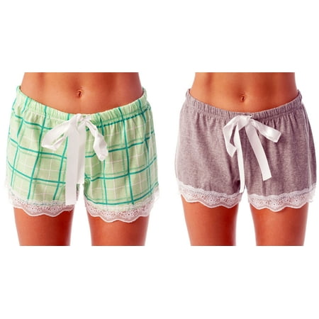 

Just Love Womans Pajamas Shorts - PJs - Sleepwear (Pack of 2) (Mint Plaid - Grey Plaid (Pack of 2) 1X)
