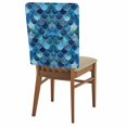 thumbnail image 2 of Retro Dining Chair Back Cover Only, Bohemian Style Blue Wavy Lines Ocean Set of 8 Chair Back Covers, Removable Washable for Dining Room, Banquet & Holiday Decoration, 2 of 9