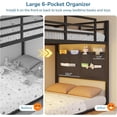 thumbnail image 6 of Twin Over Twin Bunk Beds with LED Lights, Low Bunk Bed Frame with 6 Storage Drawers and Pocket Organizer for 2 Teens, Twin Metal Bed Frame with Reversible Storage Staircase, Black, 6 of 9