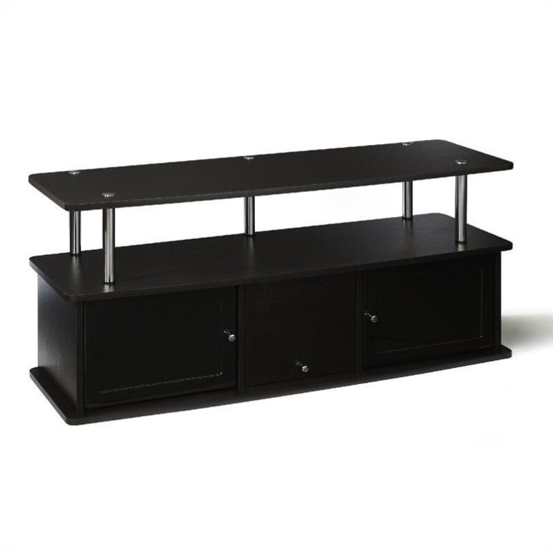 Pemberly Row TV Stand with 3 Cabinets in Espresso