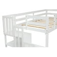 thumbnail image 5 of Kids Loft Bed, Twin Low Loft Bed with Stairs Storage function, Wood Loft Bed Frame for Living Room with Safety Rails,  for Kid Boys Girls Teens, White-95"W x 40" D, 5 of 9
