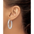 thumbnail image 3 of Sterling Silver Rhodium-Plated Textured 4X30mm Hoop Earrings (32 X 32) Made In Mexico qe11511, 3 of 5