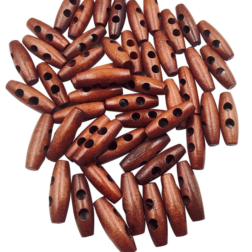 GUOOL 8x 50 Pieces Brown 2-Holes Olive Shape Wooden Buttons Sewing on Clothing Coat for Decoration