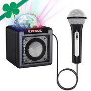 EARISE T12 Karaoke Machine with Singing Toy Microphone, Wireless Bluetooth Speaker for Girls Boys Age 3+, LED Disco Lights