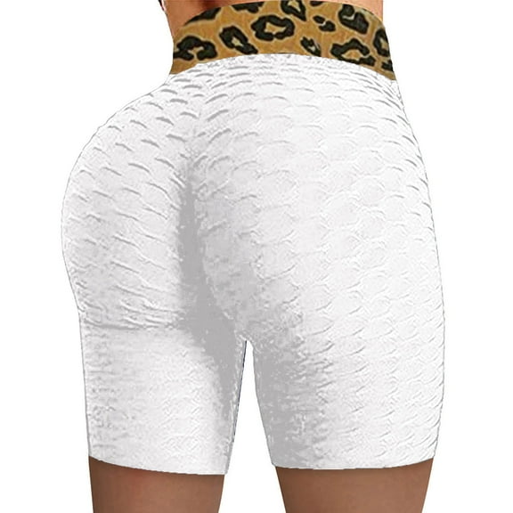 Azrian Animal Print Yoga Shorts with Contoured Waist - Women Basic Slip Bike Shorts Compression Workout Leggings Yoga Shorts Pants