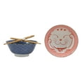 thumbnail image 2 of Made In Japan Lucky Cat Maneki Neko Colorful Porcelain Bowls With Chopsticks Set, 2 of 4