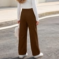 thumbnail image 3 of YUANxueke Girls Corduroy Pants High Waisted Casual Loose Fit Fashion Straight Leg Trousers for 5-16 Years, 3 of 8