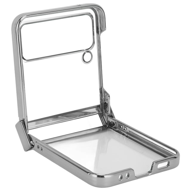 Foldable Phone Cover, Scratch Resistant Fashion Clear Back Protective Phone Case Electroplated Shockproof For Z Flip 3 Silver