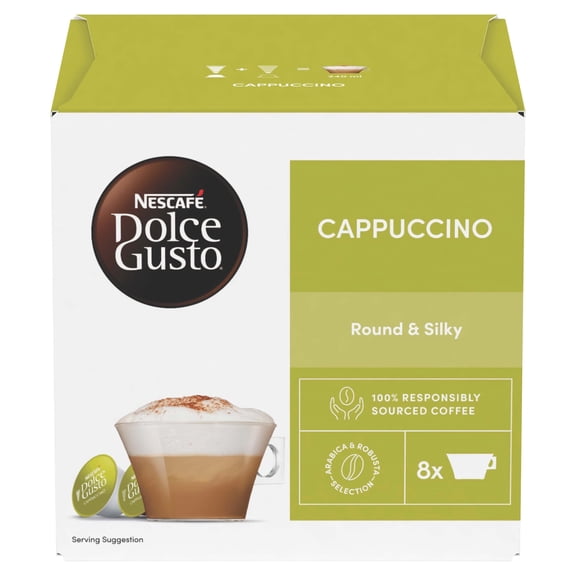 Nescafe Dolce Gusto Cappuccino Coffee Pods x16 186.4g Imported from Britain