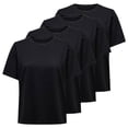 thumbnail image 1 of ONLY Camiseta para mujer Paquete de 4 - ONLONLY TEE, cuello redondo, algodón, liso Negro L (Large), 1 of 5
