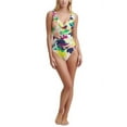 thumbnail image 2 of DKNY Women's Yellow Printed Removable Cups Lined Deep V Neck Ruffled Underwire One Piece Swimsuit 8, 2 of 2