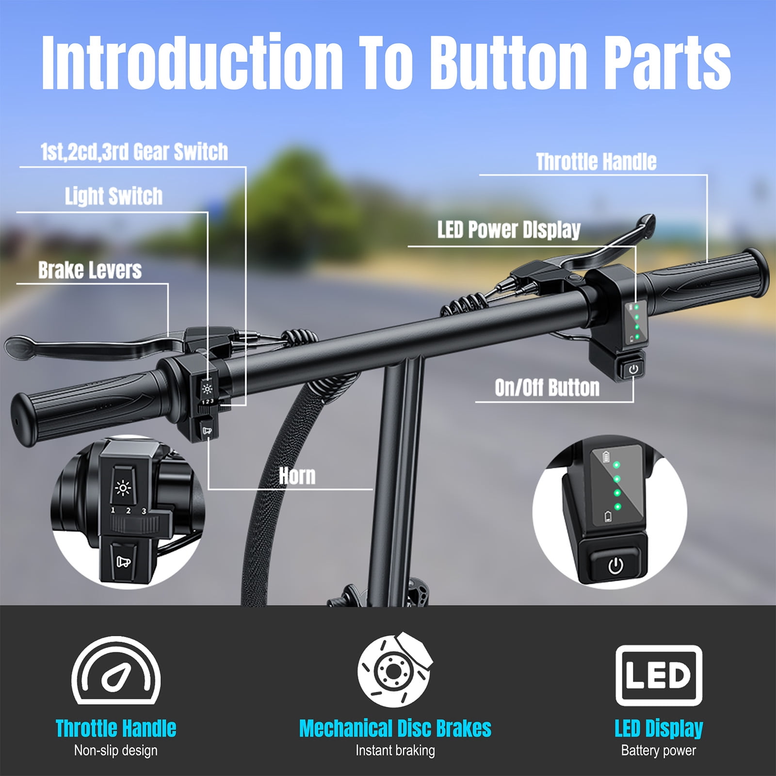 14 Inch Folding Electric Bicycle, 560W Adult Electric Bicycle, 48V 10.4Ah, Maximum Range of 32 Miles, Dual Disc Brake Safety System, 3-Speed Riding, Front Fork with Shock Absorption, Black