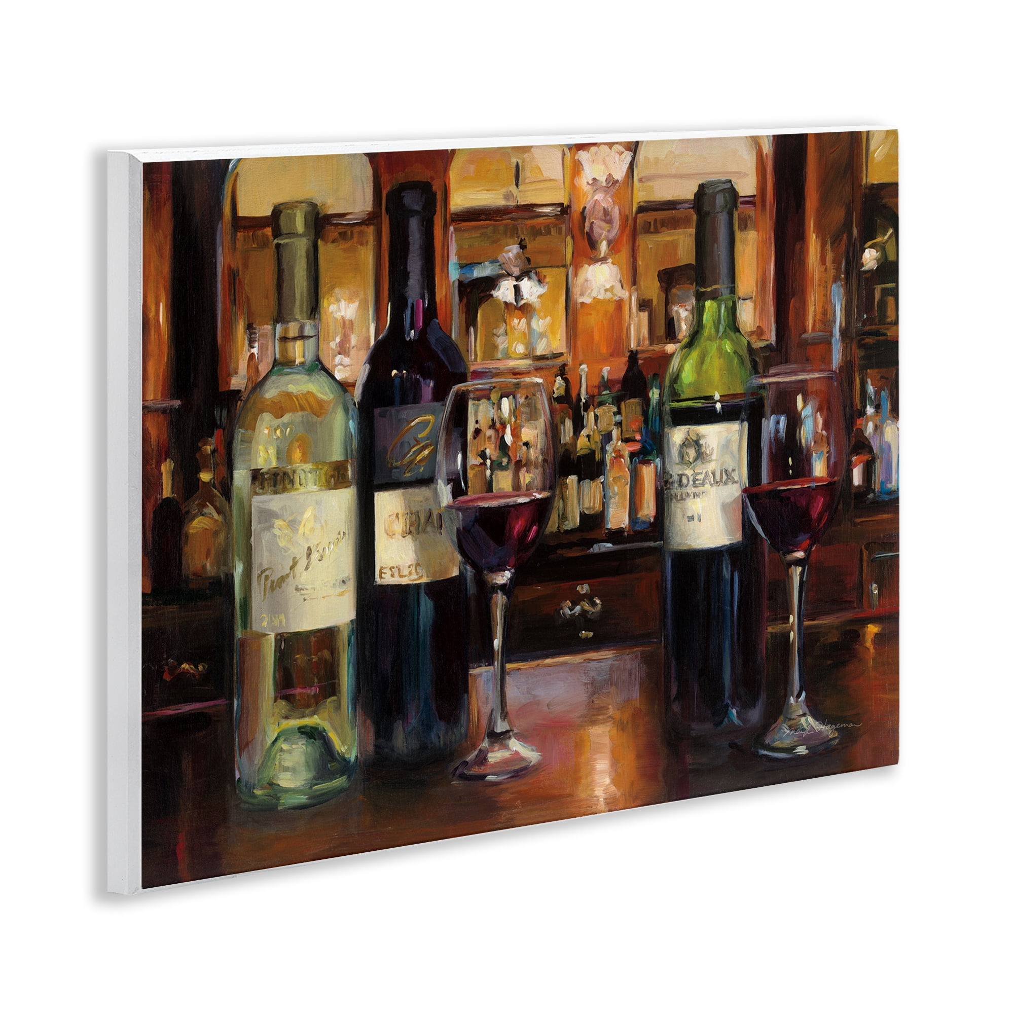 Stupell Industries Reflection of Wine Bottles Food & Beverage Painting Unframed Art Print Wall Art, 14 x 11