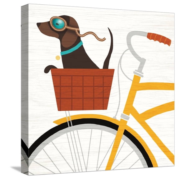Art.com Beach Bums Dachshund Bicycle I Stretched Canvas Print Wall Art by Michael Mullan, 16" x 16"