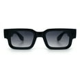 thumbnail image 5 of Narrow Rectangle Horn Rim Gentlmanly Thick Beveled Plastic Sunglasses Black - Smoke, 5 of 8