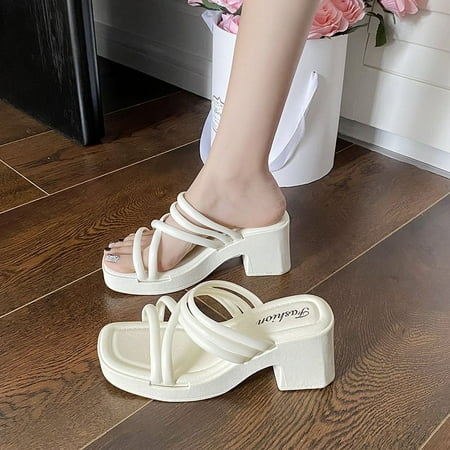 

Summer new hot style temperament sandals and slippers women wear high-end high-heeled slippers sandals women