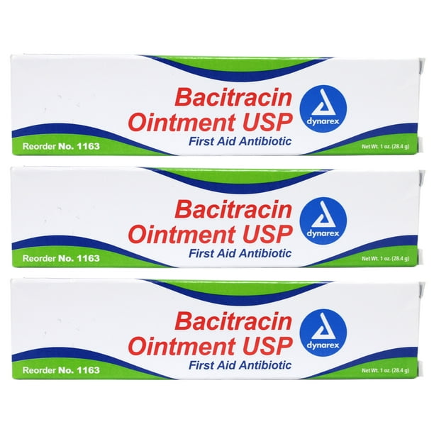 3 Pack Dynarex Bacitracin First Aid 1163 Antibiotic Ointment 1oz Tube