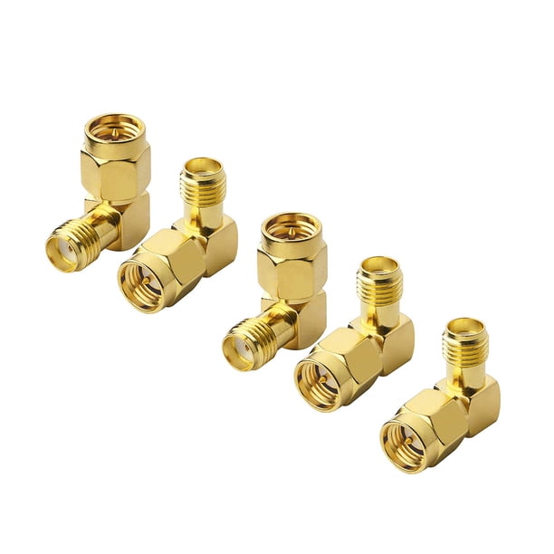SMA macho a hembra Adaptador de ángulo recto de 90 grados contactos chapados en oro Adaptador de antena WIFI 5 Piezas tholdsy EL1418-02