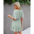 thumbnail image 3 of Jinsinto Femmes Robe à Volants V Cou Swing Été Manches Courtes Floral Sundress Casual Mini Robesxl, 3 of 4
