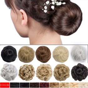 S Noilite 100 Human Hair Scrunchies Curly Messy Hair Bun