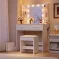 thumbnail image 2 of Furmax Makeup Vanity Table with 3 Modes Adjustable Lights and Mirror Vanity Desk with Shelves and Drawer, White, 2 of 8