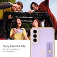 thumbnail image 6 of Samsung Galaxy S21 Case, Galaxy S21 Phone Case Love Heart Cute Case with Wristband Kickstand Holder Soft TPU Plating Bumper Protective Slim Shockproof Phone Case Cover for Girls Women, Purple, 6 of 16
