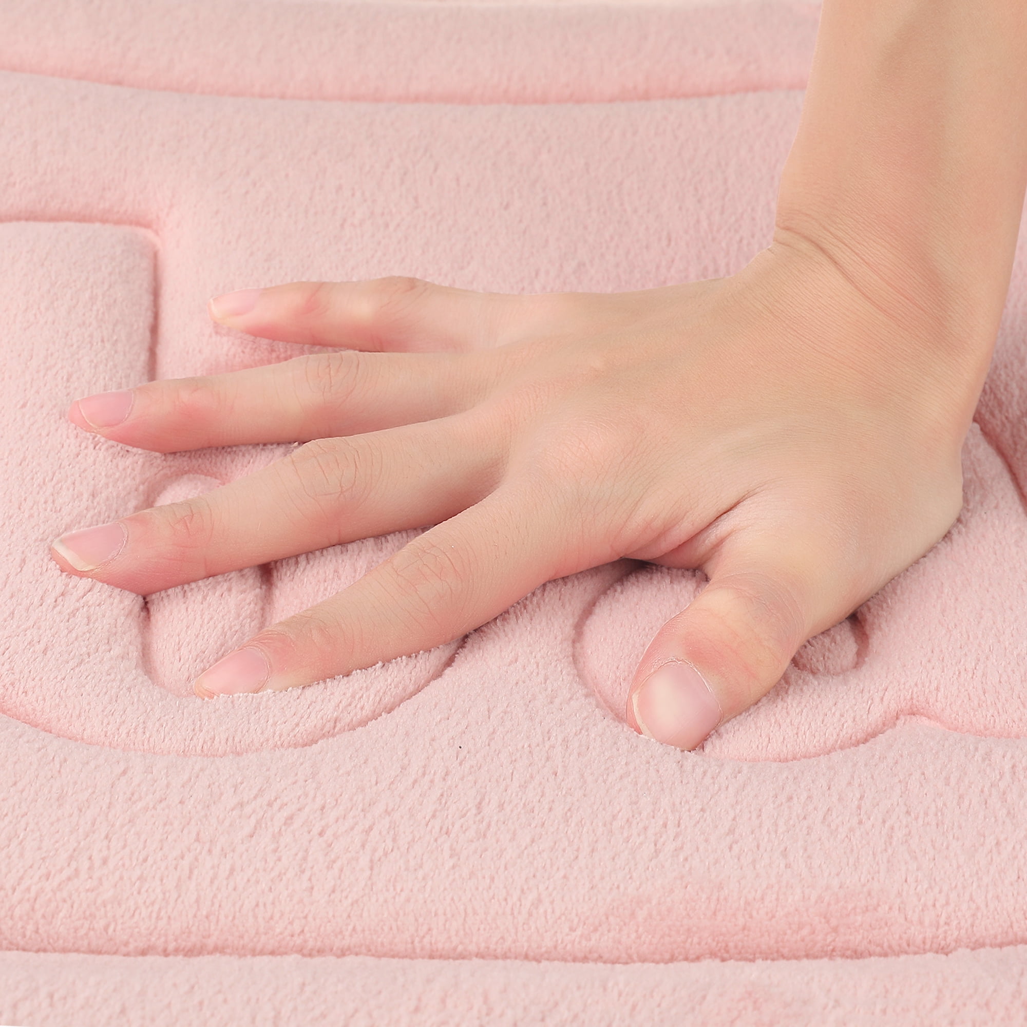 Unique Bargains 2 Pcs Memory Foam Absorbent Bathroom Rugs Light Blue/Pink 16" x 24"