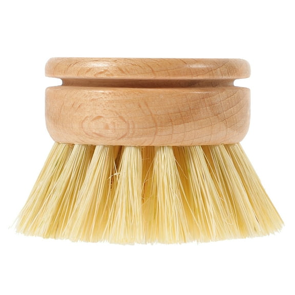 Portable Wood Dish Brush for Cleaning Pots Woks with Soft Bristles Light Yellow Small Size