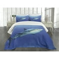 thumbnail image 3 of Ambesonne Shark Quilted Bedspread Set 3 Pcs, Exotic Dreamy Ocean Life, King Size, Violet Blue Grey, 3 of 5