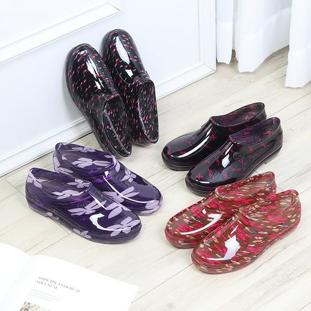 Garden Rain Shoes Printed Waterproof Nonslip Rainy Shoes Rain Footwear for Women