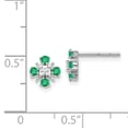 thumbnail image 3 of 14k White Gold Emerald and Diamond Post Earrings 14k White Gold Earrings, 3 of 3