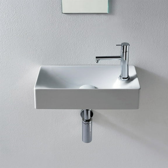 Nameeks 1501-One Hole Scarabeo 17-2/3" Ceramic Bathroom Sink For Vessel Or Wall Mounted