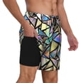 thumbnail image 2 of Cauagu Colored Glass Print Mens Swim Trunks Quick Dry Board Shorts Swim Shorts with Compression Liner Bathing Suits-X-Large, 2 of 6