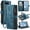 Blue, variant on For Google Pixel 9 Pro XL Wallet Case with Card Slots, Leather Detachable Wristlet Strap 3-in-1 Zipper Pocket and Magnetic Flip Folio, RFID Blocking Card Holder Stand Case for Women and Men,Black