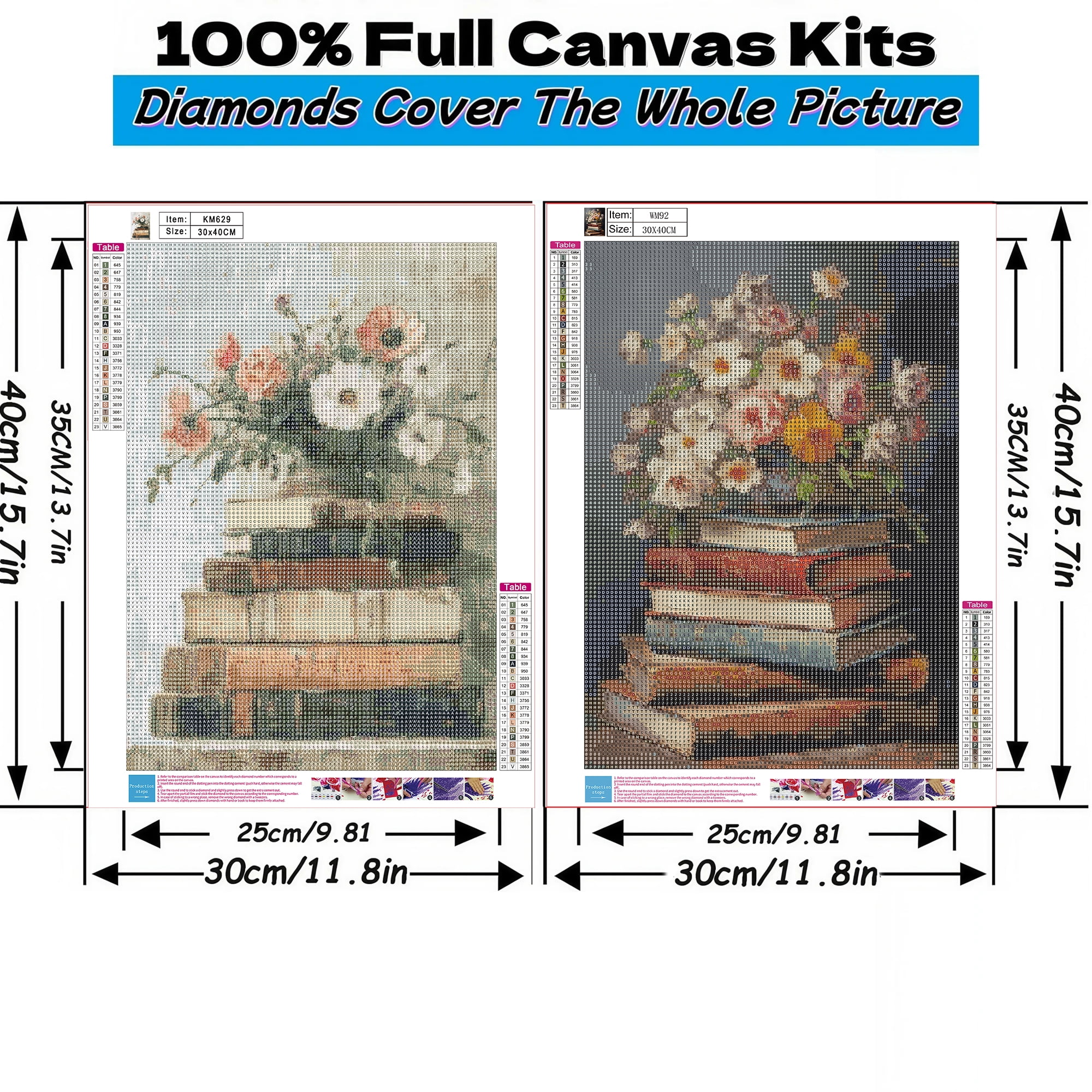 Mosaflare Diamond Art Painting Kits,2-Pack Book Art Craft Kits,Full Round Drill,Home Wall and Relaxing 12"×16"