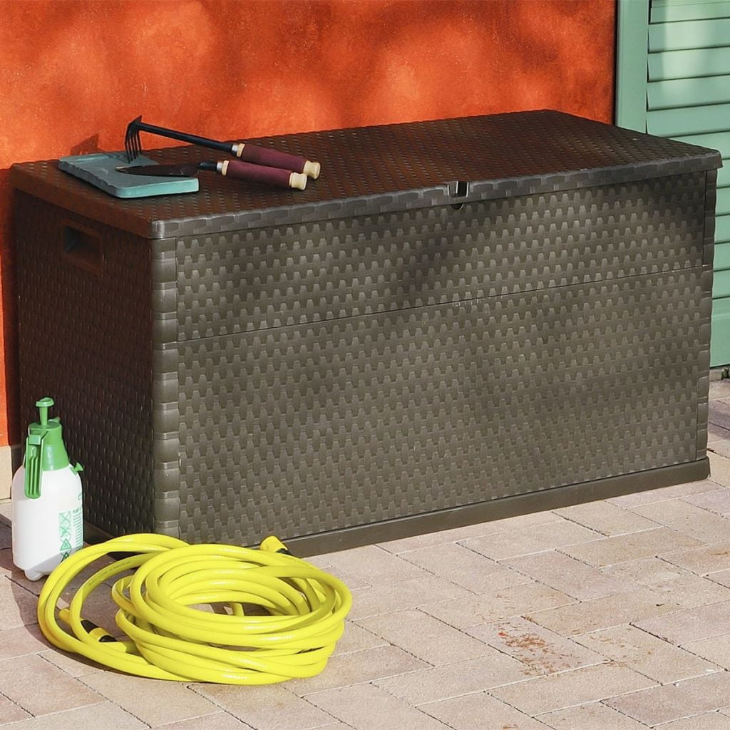 Kepooman Outdoor Patio PP Rectangle Storage Box for Deck Garden, Brown Kepooman Outdoor Patio PP Rectangle Storage Box for Deck Garden, Brown