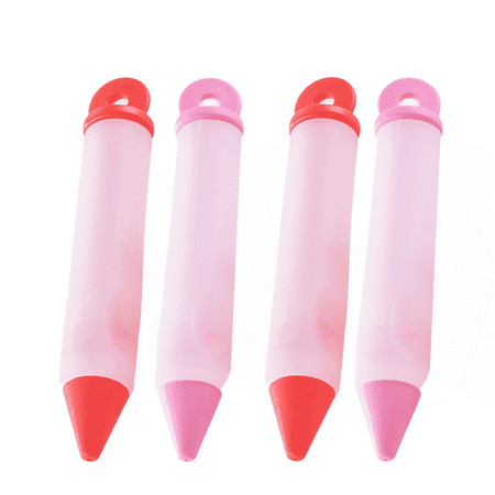 

Cake Decorating Pens Kit Easy to Clean Food Grade Silicone Assembly Free Cake Icing Pen Hanging Hole Design for Food Writing for Pies 2 Red + 2 Pink