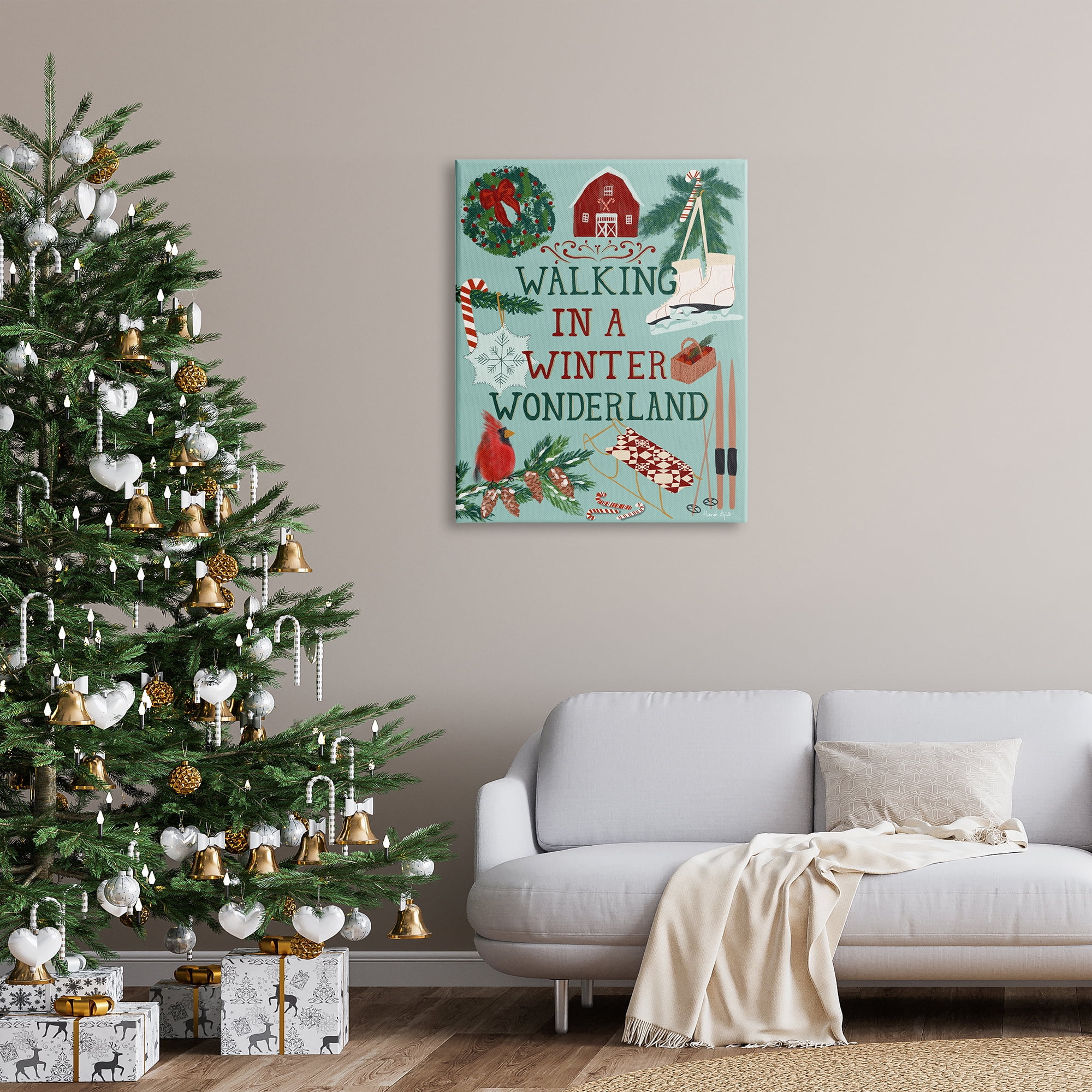 Stupell Industries Winter Wonderland Phrase Holiday Painting Gallery Wrapped Canvas Print Wall Art, 30 x 40