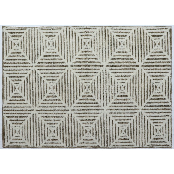 Home Decor Inc. Cream & Brown Tribal Geometric Indoor Rug – 2.5' x 3.75", Soft & Durable