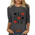 thumbnail image 1 of Penkiiy T-shirt Imprimé Mode Saint-Valentin pour Femmes Manches 3/4 Blouse Col Rond Hauts Décontractés L Gris, 1 of 5
