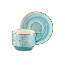 Aqua Stacking 3 oz. Espresso Cup Saucer Set for 2