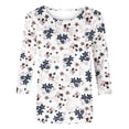 thumbnail image 4 of Birdeem T-Shirt Décontracté pour Femmes à Imprimé, Col Rond, Manches 3/4, Coupe Ample, 4 of 12